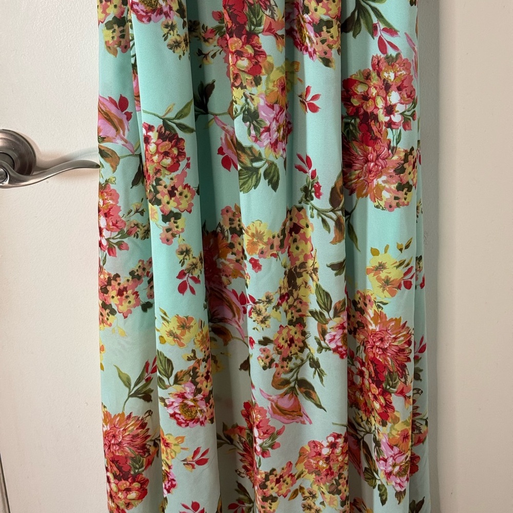 Women’s Floral Dress - Mint Green - Picture 3 of 4